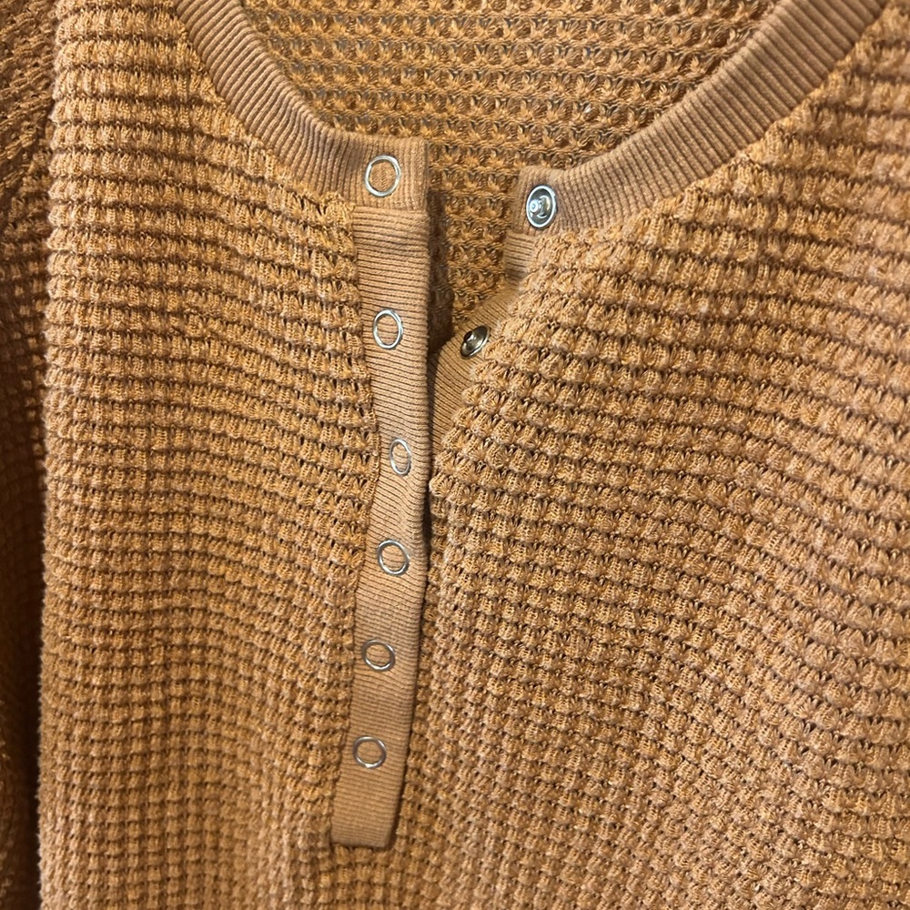 143 Story Orange Waffle Knit Top - Picture 3 of 10